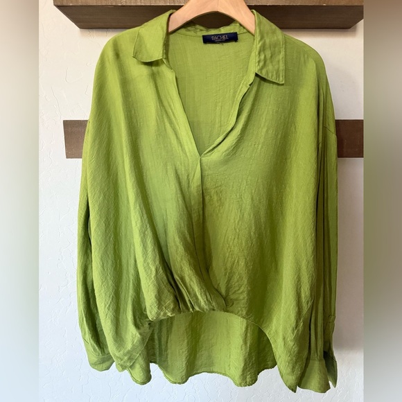 Rachel Roy|Faux wrap Drapey long sleeve blouse,high low style••• - Picture 2 of 12